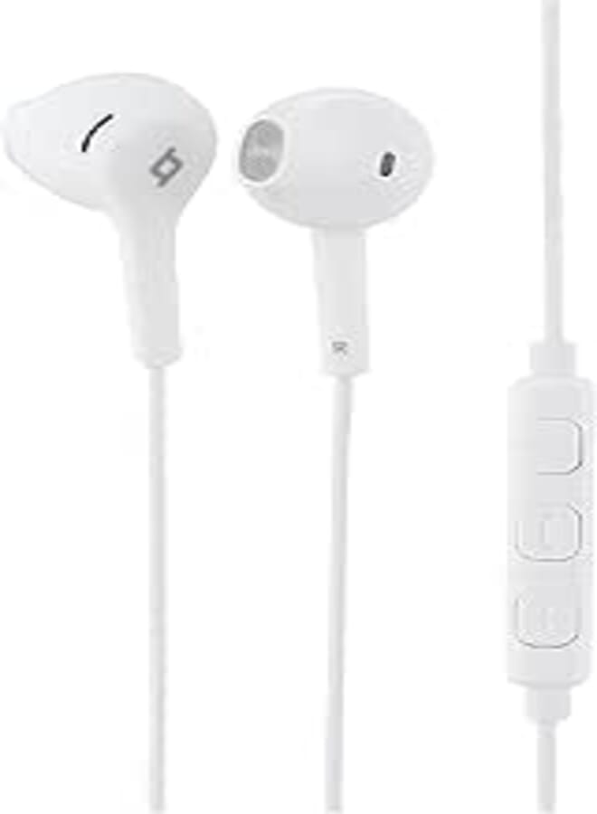 TTEC 2KMM11B RIO Earphones with Built-In Remote Control - White, Wired Headphones Headset